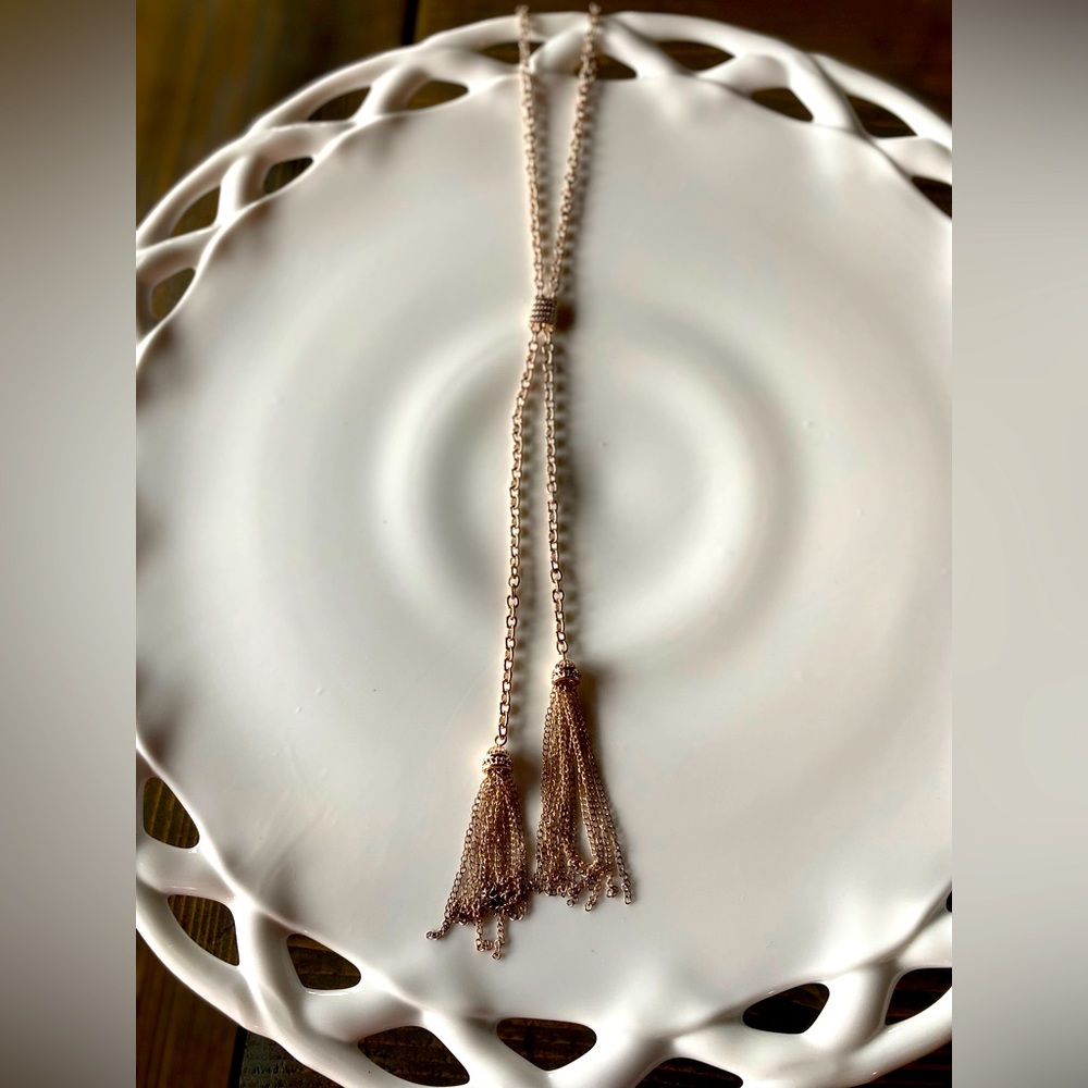 2023 26 inch gold lariat tassel necklace
